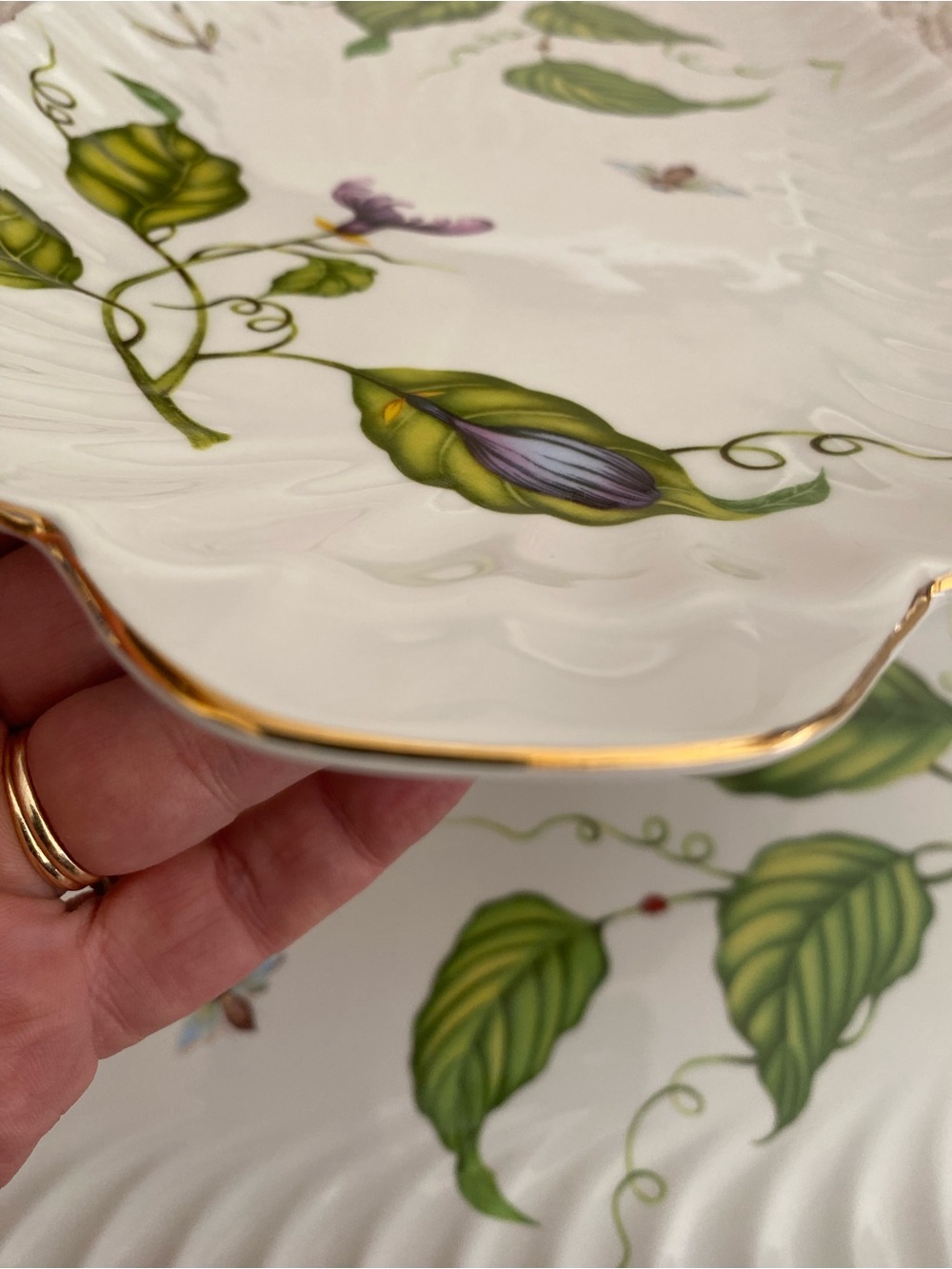 Set Of 2 Godinger & Co. Jardin. Large Sandwich Trays / oval serving platters - Picture 10 of 12